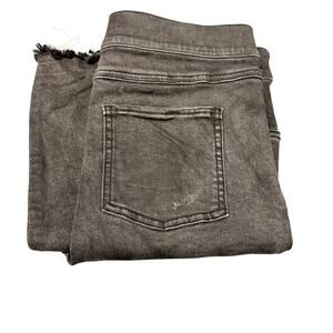 Spanx Jeans Womens Large Distressed Raw Hem Stretch Black Denim High Rise
